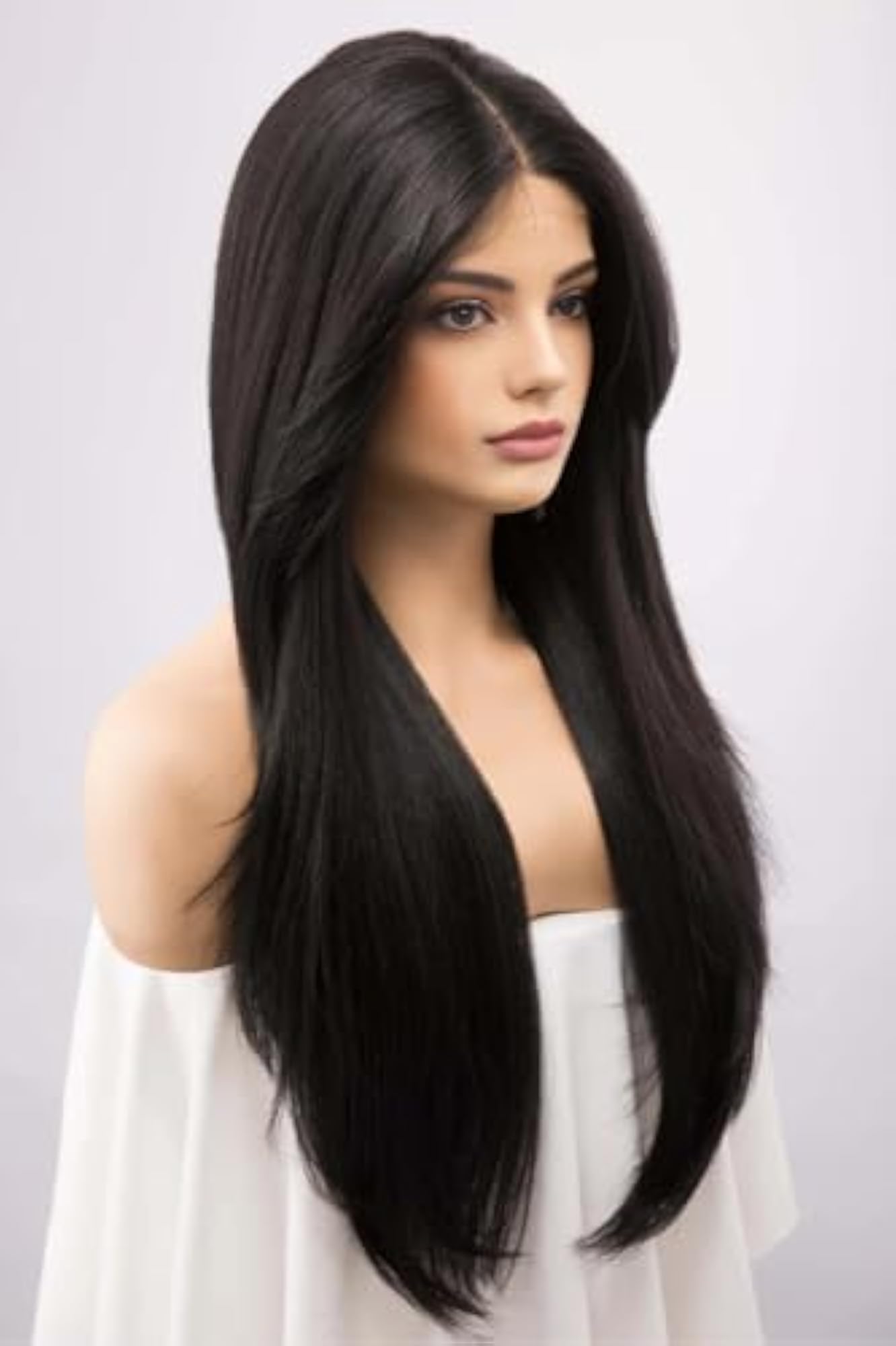 Women's Long Straight Natural Brown Synthetic Wig